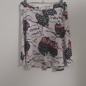 Owl print skater skirt